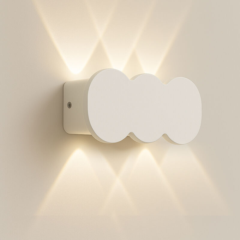 foto del prodotto bakaji applique da muro 6 led lampada a parete bianca con luce bianco caldo 15x8x3cm