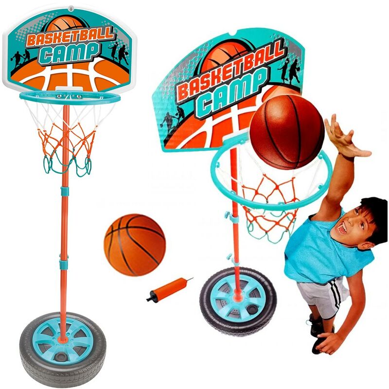 foto del prodotto bakaji basket canestro piantana giocattolo bambini regolabile con pallone e gonfiatore