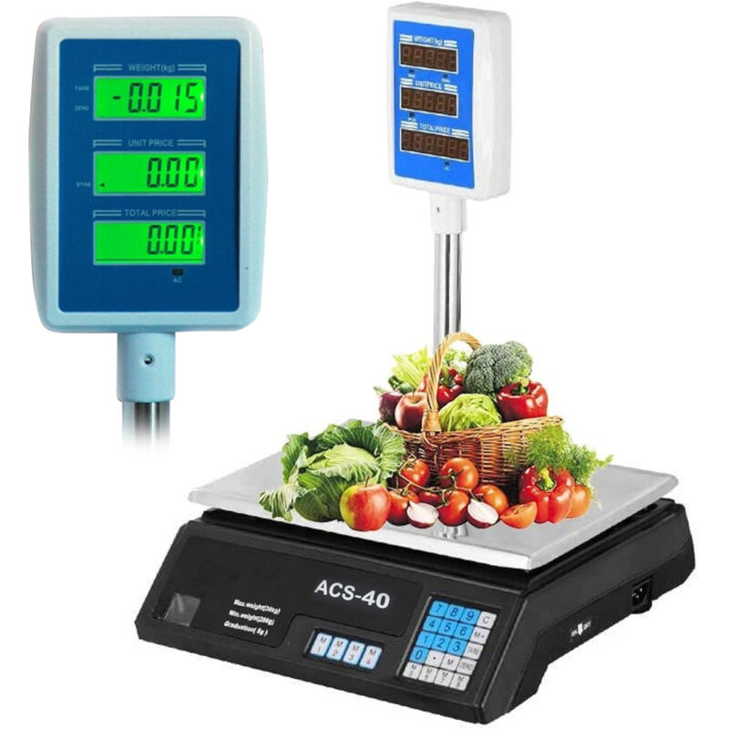 foto del prodotto bakaji bilancia elettronica professionale con display elettronico fronte retro peso massimo 40kg