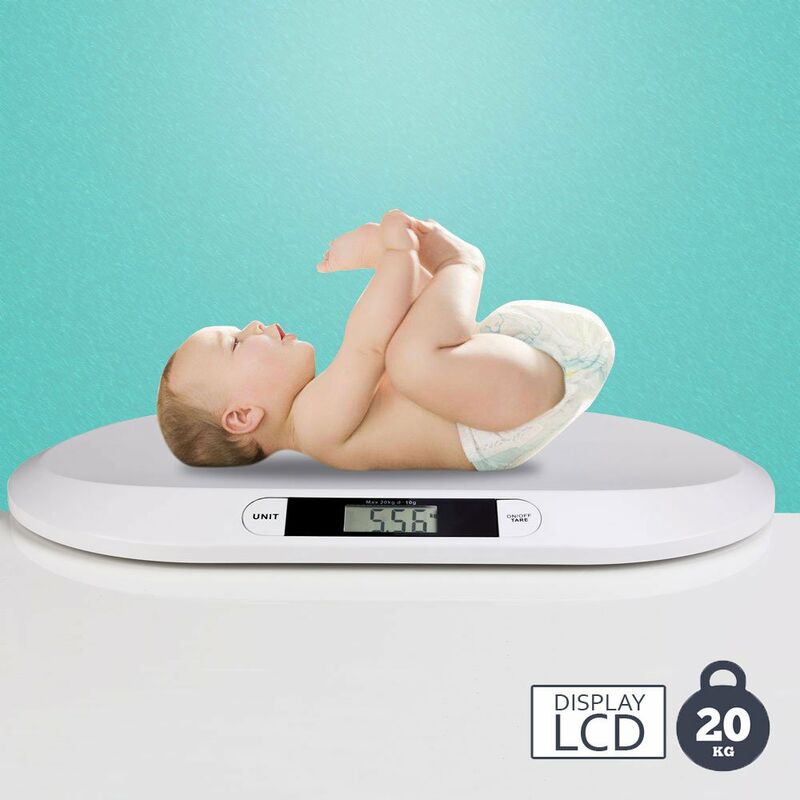 foto del prodotto bakaji bilancia pesa bambini neonati display digitale lcd pesa neonato 20kg bianco