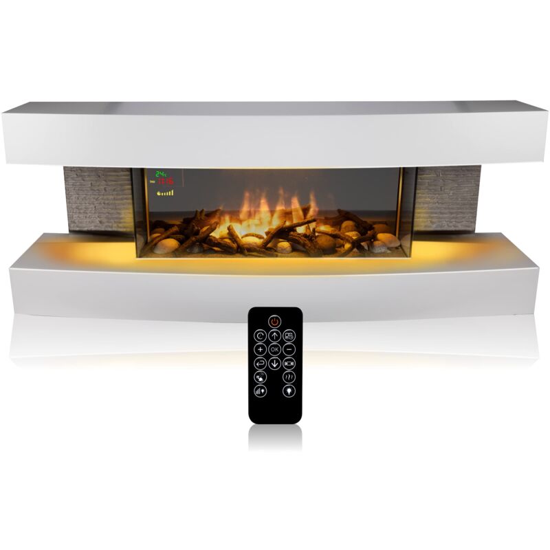 foto del prodotto bakaji classic fire montreal camineo elettrico caminetto elettrico con riscaldamento, telecomando e timer stufa elettrica con fiamme led