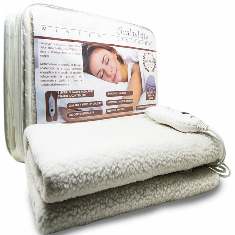foto del prodotto bakaji coperta elettrica termica con telecomando tre livelli di calore letto singolo