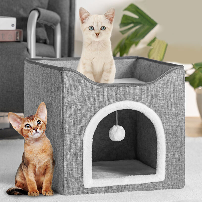foto del prodotto bakaji cuccia casa per gatti ingresso arco tiragraffi casetta animali domestici 39x38cm