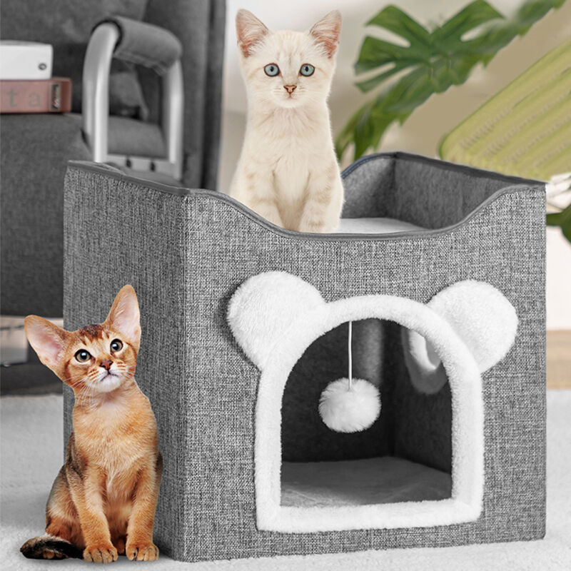 foto del prodotto bakaji cuccia casa per gatti ingresso arco tiragraffi casetta animali domestici 40x38cm