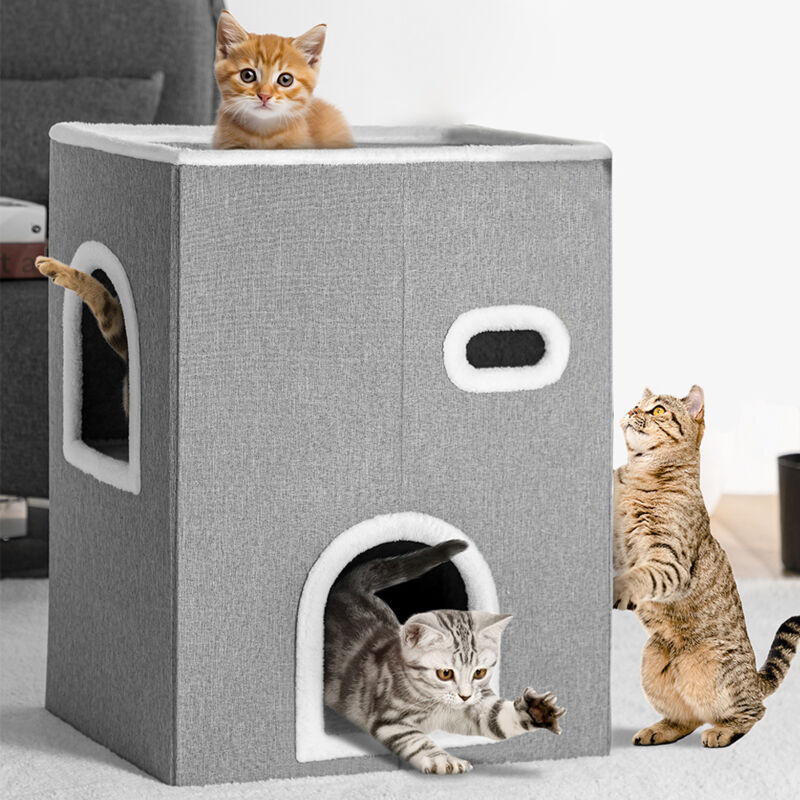 foto del prodotto bakaji cuccia casa per gatti verticale tiragraffi casetta animali domestici 48x37.5x63cm