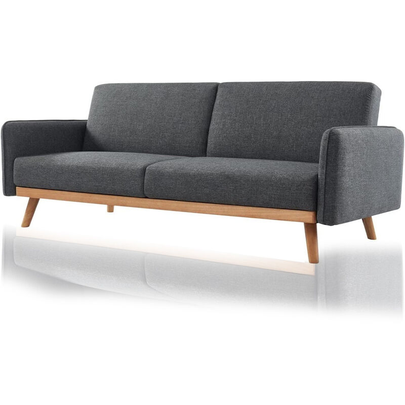 foto del prodotto bakaji divano letto 3 posti scandinavo design moderno clik clak convertibile grigio
