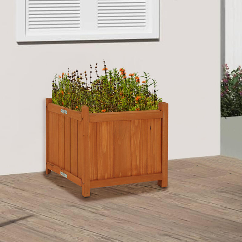 foto del prodotto bakaji fioriera in legno pieghevole vaso per fiori piante da esterno giardino 38x38x35cm