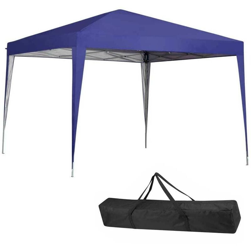 foto del prodotto bakaji gazebo 3x3 pieghevole impermeabile richiudibile fisarmonica fiera mercato blu