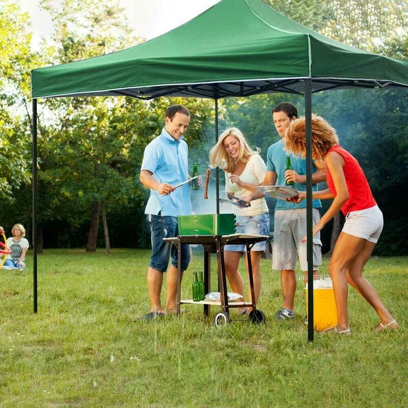 foto del prodotto bakaji gazebo 3x3 pieghevole impermeabile richiudibile fisarmonica fiera mercato verde
