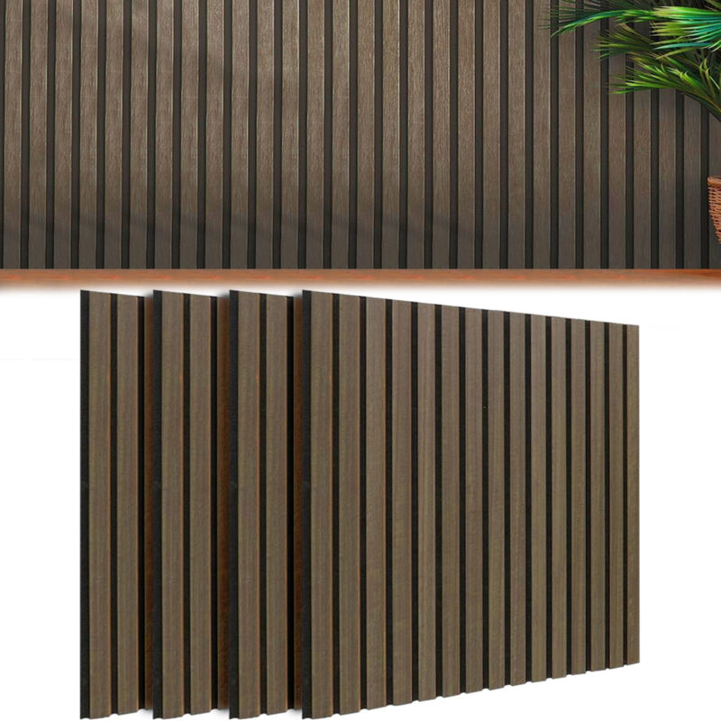 foto del prodotto bakaji kit 4 pannelli acustici fonoassorbenti 60 x 60 cm noce in legno 3d da parete