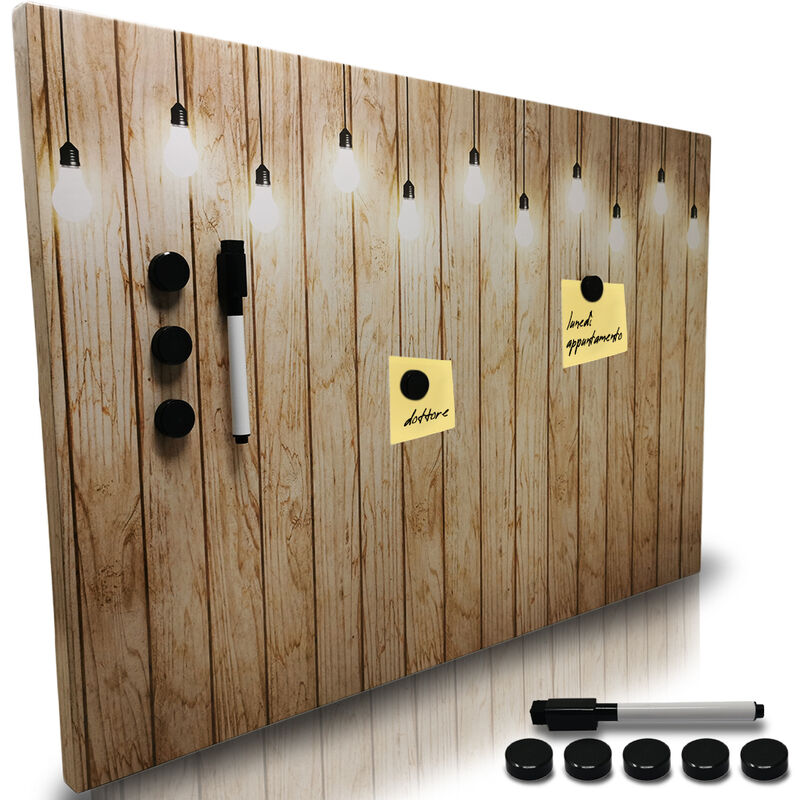 foto del prodotto bakaji lavagna magnetica design lampadine 60x40 cm 1 pennarello cancellabile 5 magneti