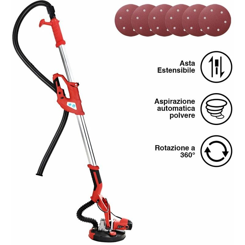 foto del prodotto bakaji levigatrice muro soffitto carteggiatrice giraffa 750w cartongesso con aspiratore