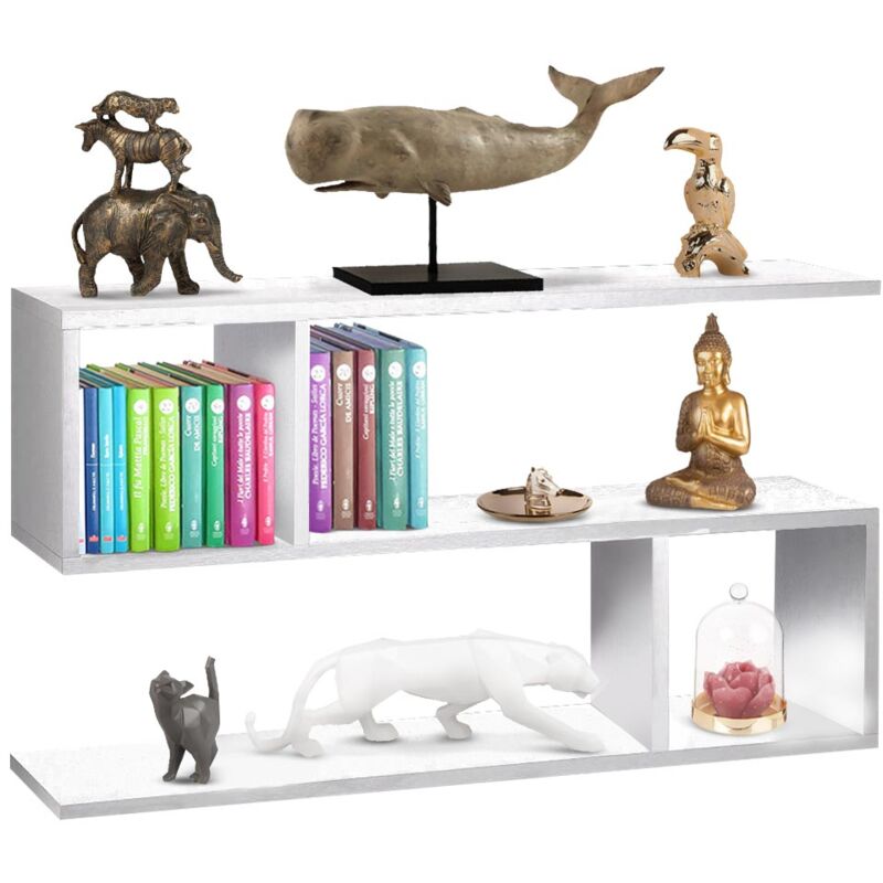 foto del prodotto bakaji libreria bassa design moderna scaffale 5 ripiani 80x20x50cm casa ufficio bianco