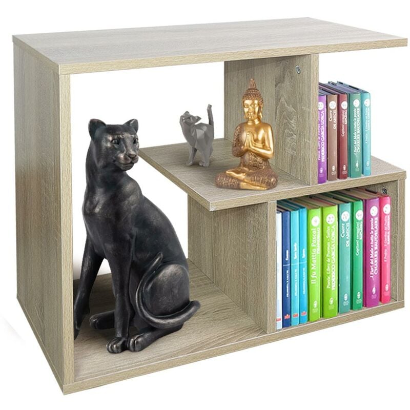 foto del prodotto bakaji libreria tavolino divano design moderno 5 ripiani 60x30x50cm casa ufficio beige