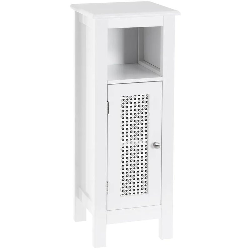 foto del prodotto bakaji mobile da bagno a 1 anta con griglia armadio in legno colore bianco 30x28x80h cm