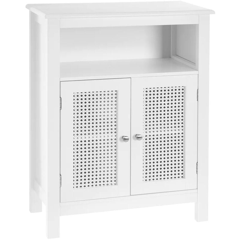 foto del prodotto bakaji mobile da bagno a 2 ante con griglia armadio in legno bianco 60x28x80h cm