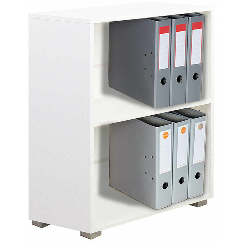 foto del prodotto bakaji mobile mobiletto libreria a scaffali 2 ripiani in legno bianco 77x60x31 cm