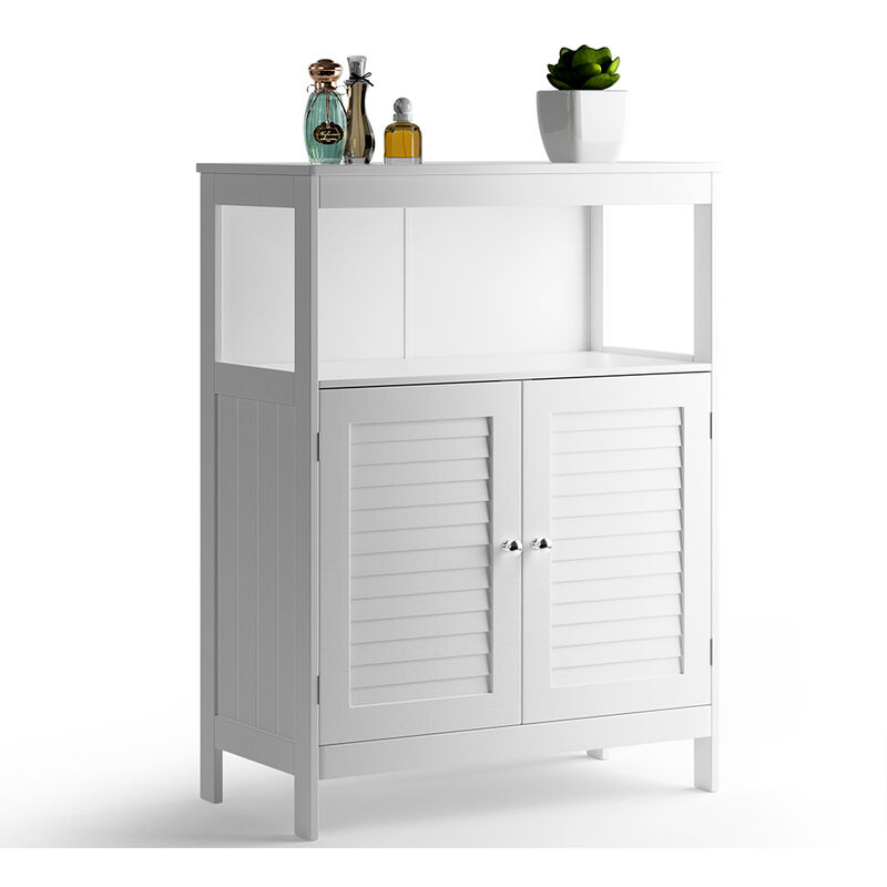 foto del prodotto bakaji mobiletto mobile armadietto bagno 2 ante arredamento mdf dimensioni 60x30x80 cm