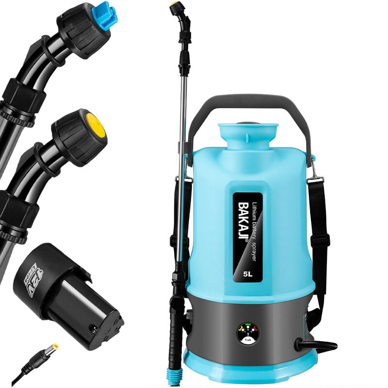 foto del prodotto bakaji nebulizzatore a batteria 5 litri senza fili spruzzatore a pressione per giardino