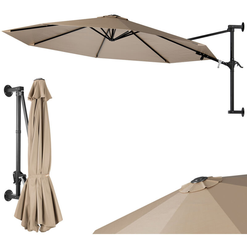 foto del prodotto bakaji ombrellone a muro 300 cm parasole parete struttura metallo gazebo air vent ecru