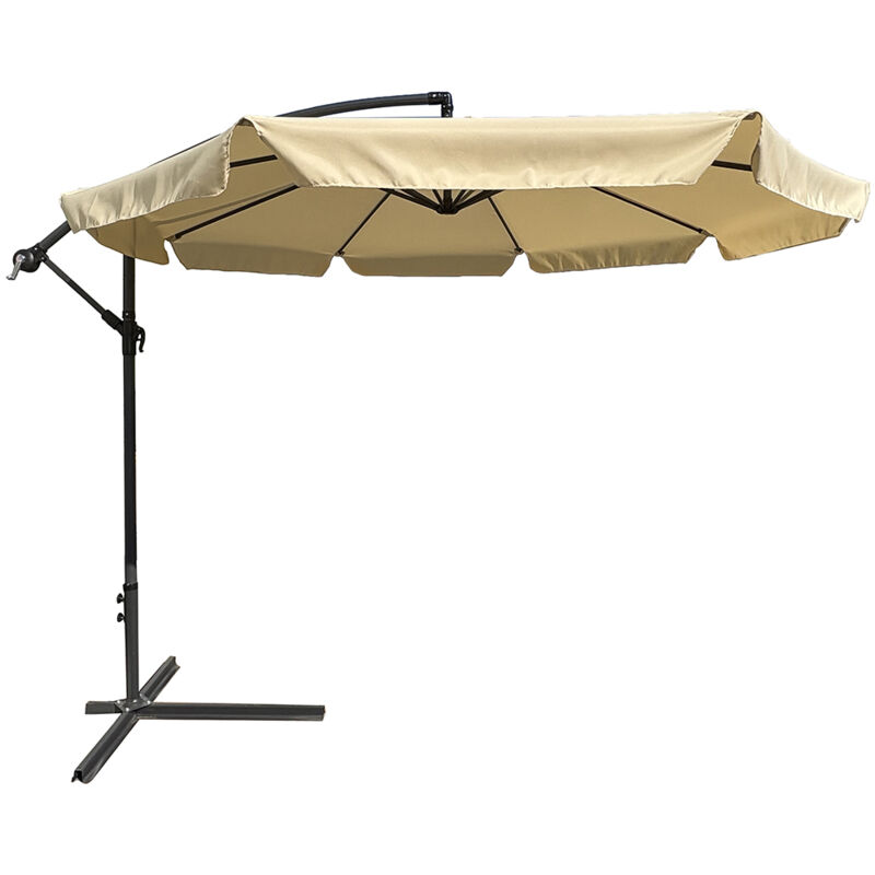 foto del prodotto bakaji ombrellone giardino decentrato 3x3 beige telo con pendente palo alluminio gazebo
