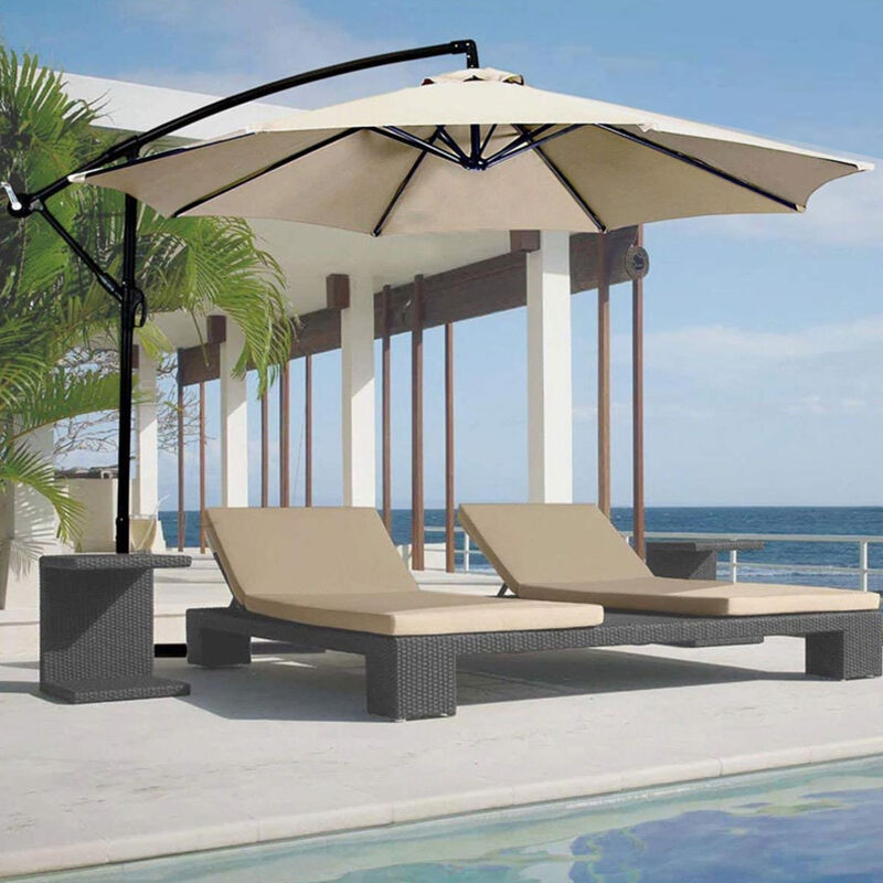 foto del prodotto bakaji ombrellone giardino decentrato 3x3 mt beige palo alluminio gazebo piscina