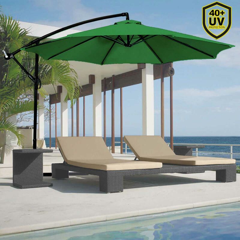 foto del prodotto bakaji ombrellone giardino decentrato 3x3 mt verde palo alluminio gazebo piscina