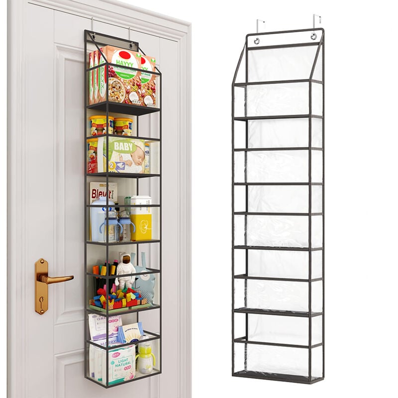 foto del prodotto bakaji organizer 5 scaffali da porta unit di mensole multi ripiano salvaspazio nero