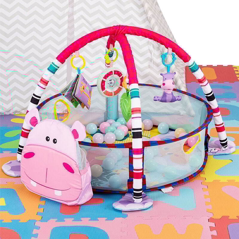 foto del prodotto bakaji palestrina box tappeto neonato bambino maialino con recinto palline idea regalo