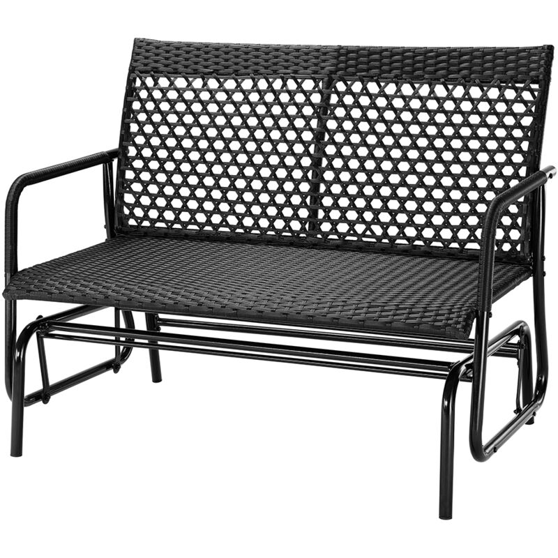 foto del prodotto bakaji panchina a dondolo in rattan sedia 2 posti esterno divanetto giardino ergonomico