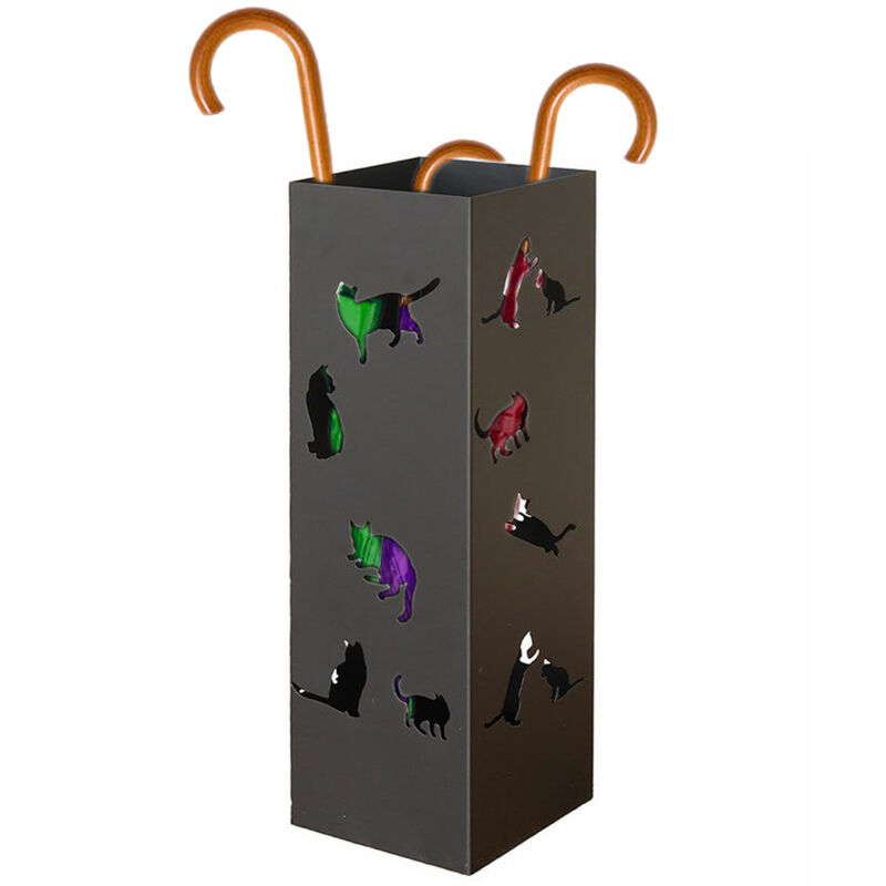 foto del prodotto bakaji portaombrelli nero per ingresso design gatti porta ombrelli 15.5 x 15.5 x 49 cm