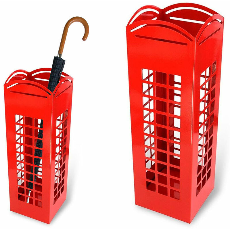 foto del prodotto bakaji portaombrelli porta ombrelli ferro design quadrato stand rosso london