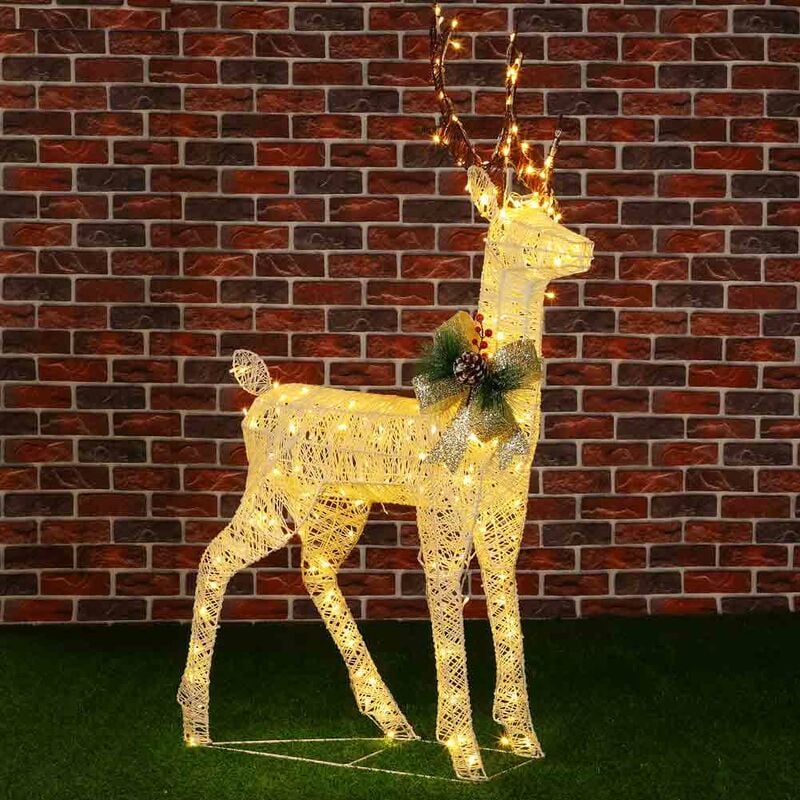 foto del prodotto bakaji renna luminosa natale grande 130 cm intreccio corda esterno 240 led bianco caldo