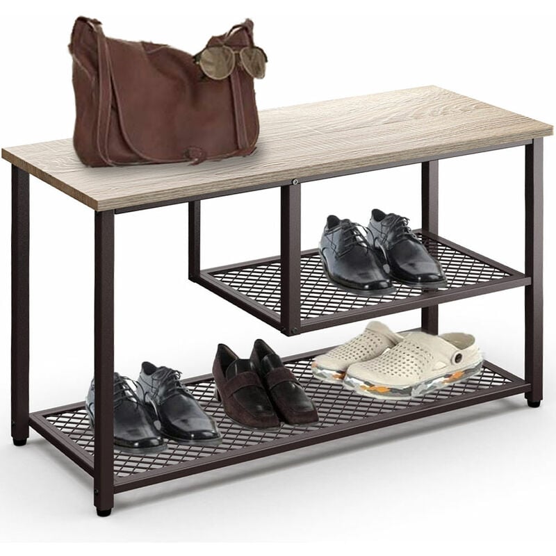 foto del prodotto bakaji scarpiera con struttura in metallo 3 ripiani portascarpe design minimal bronzo