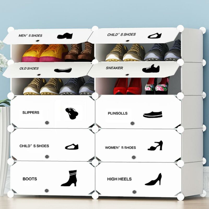 foto del prodotto bakaji - scarpiera modulare 10 cubi mobile porta scarpe componibile 20 paia salvaspazio