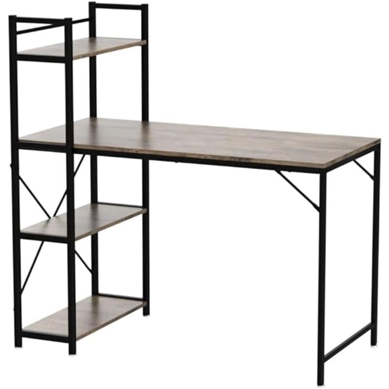 foto del prodotto bakaji scrivania libreria tavolo porta pc computer metallo legno ufficio industriale