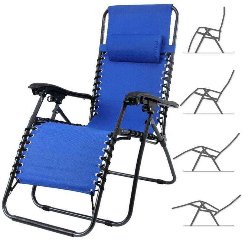 foto del prodotto bakaji sedia da giardino poltrona relax pieghevole gravita zero acciaio oxford blu