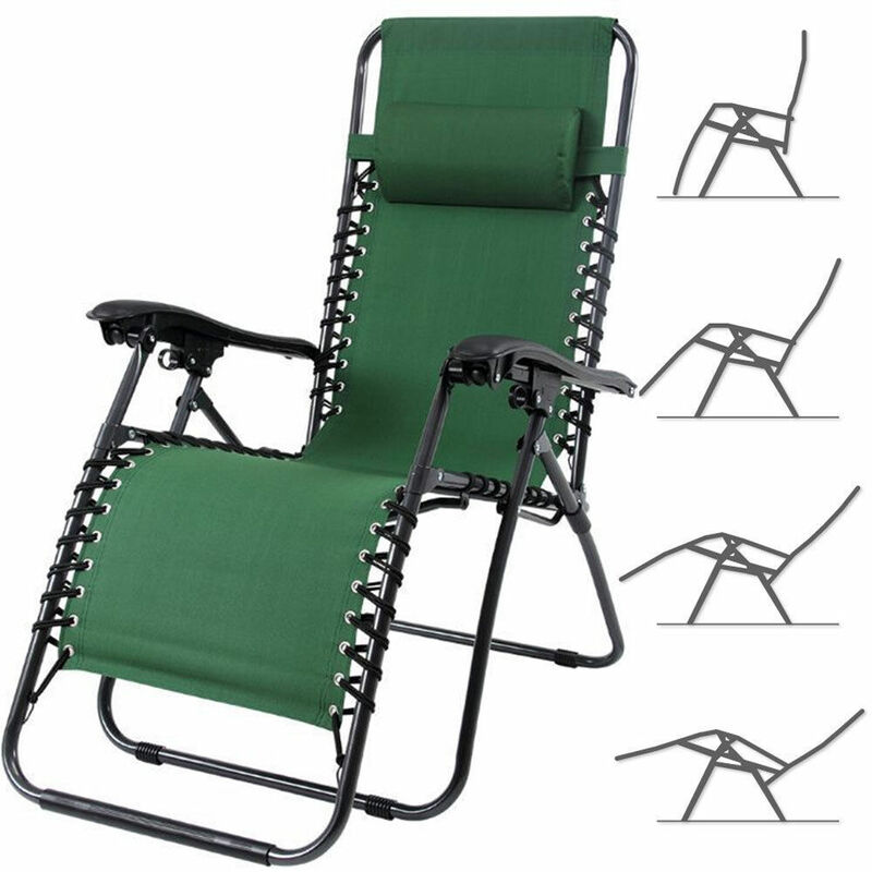 foto del prodotto bakaji sedia da giardino poltrona relax pieghevole gravita zero acciaio oxford verde