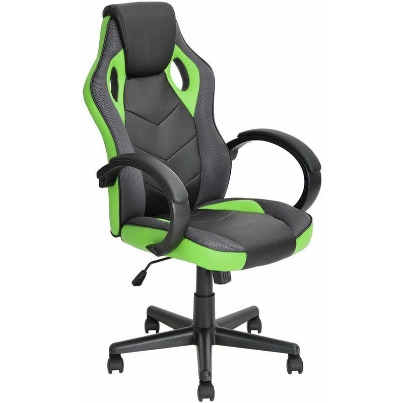 foto del prodotto bakaji sedia gaming poltrona da ufficio direzionale ruote girevoli sportiva racer verde