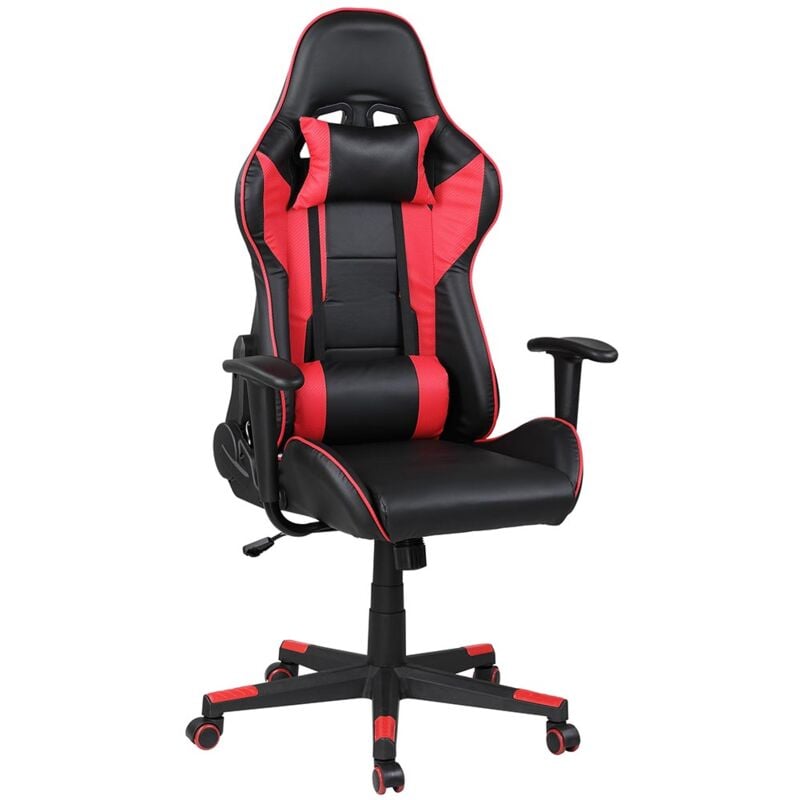 foto del prodotto bakaji sedia poltrona gaming scrivania ufficio reclinabile 180 gradi girevole rosso