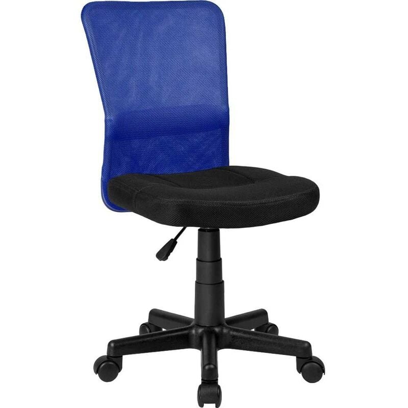 foto del prodotto bakaji sedia scrivania ufficio cameretta girevole tessuto rete altezza regolabile blu