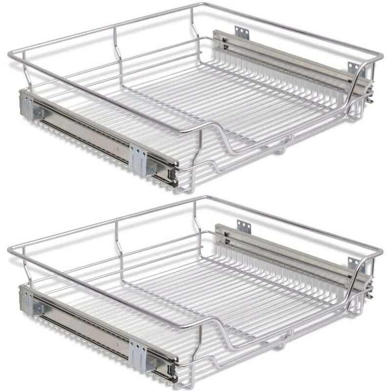 foto del prodotto bakaji set 2 cassetti cassetto telescopico cucina 60cm cestello estraibile salvaspazio
