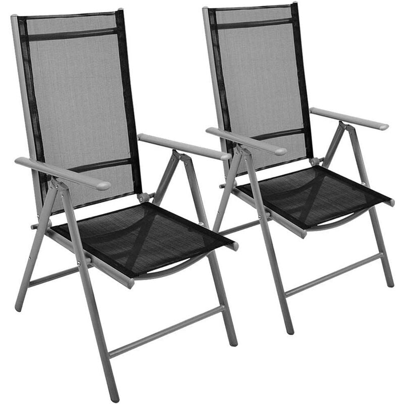 foto del prodotto bakaji set 2 sedie campeggio sedia pieghevole giardino reclinabile 5 posizioni grigio