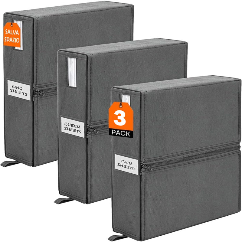 foto del prodotto bakaji set 3 organizer pieghevoli da armadio 33x33x10 cm contenitori salvaspazio