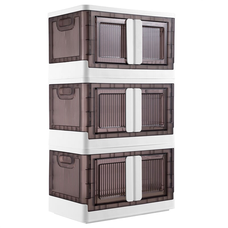 foto del prodotto bakaji set 3 scatole contenitori stoccaggio portaoggetti organizer pieghevole 3 x 45 l