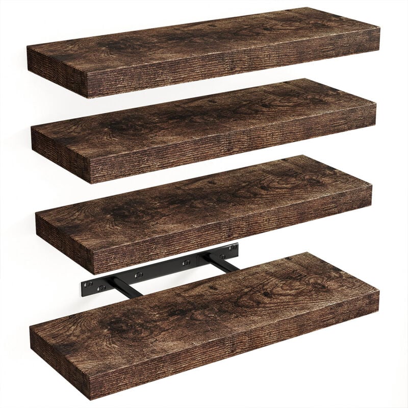 foto del prodotto bakaji set 4 mensole da parete quercia in legno scaffali a muro scaffalatura multiuso