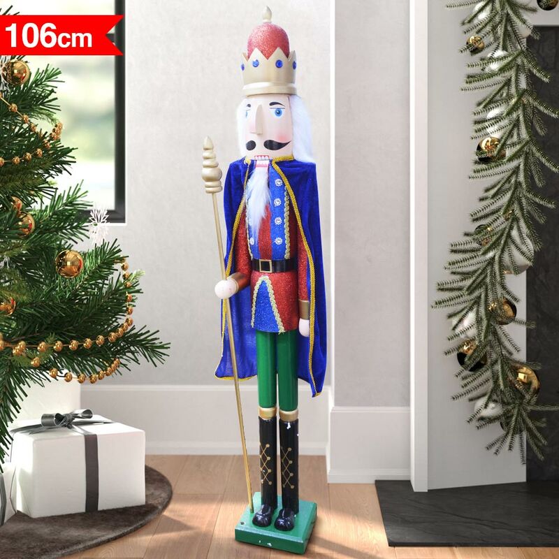foto del prodotto bakaji soldato schiaccianoci di natale in legno altezza 106 cm decorazioni natalizie