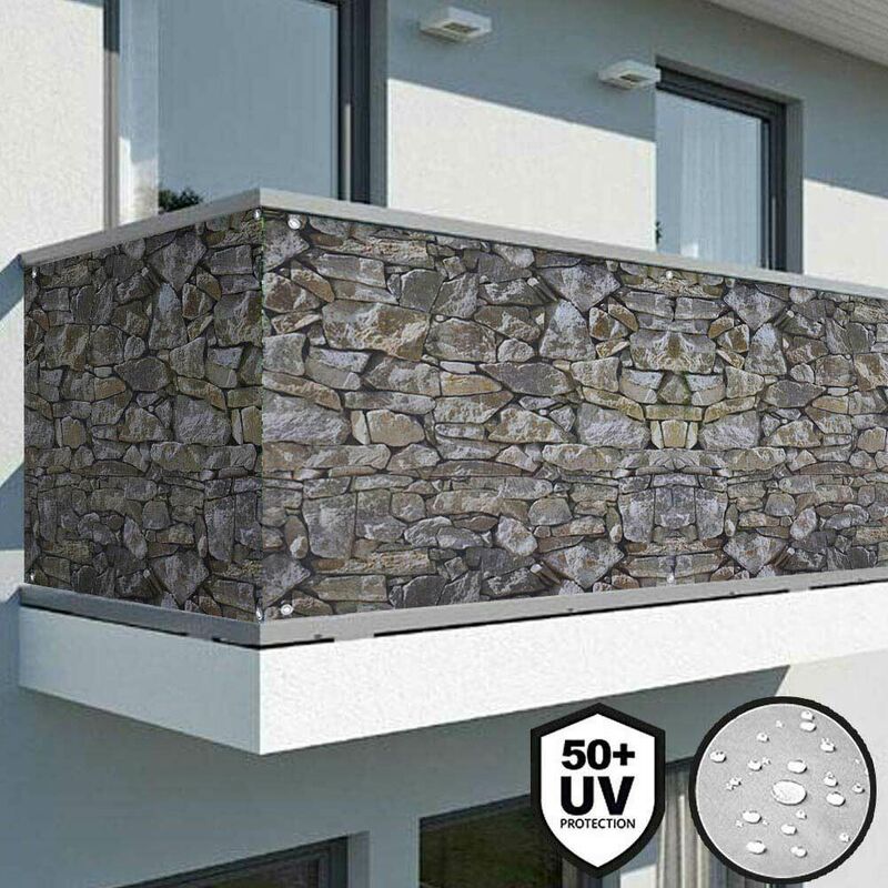 foto del prodotto bakaji telo copertura frangivista frangivento ringhiera protezione vento balcone pietra