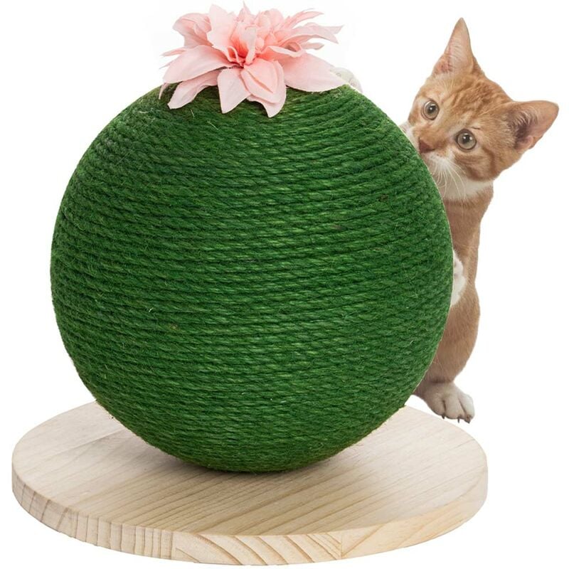foto del prodotto bakaji tiragraffi graffiatoio forma palla sfera per gatti animali felini verde fiore