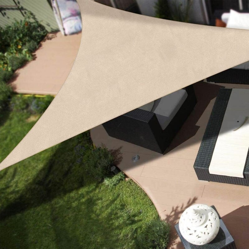 foto del prodotto bakaji vela telo parasole 4x4mt tenda triangolare ombreggiante giardino tessuto beige